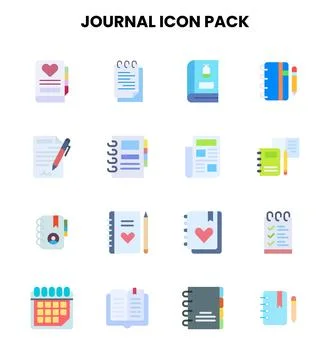 Journal Flat Icons Pack Stock Illustration