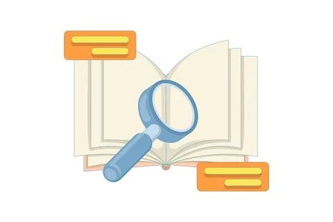 Journal information search concept. journal, research paper. Stock Illustration
