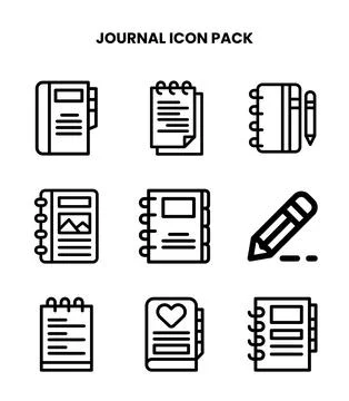 Journal Line Scalable Icons Pack Stock Illustration