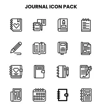 Journal Line Set Icons Pack Stock Illustration