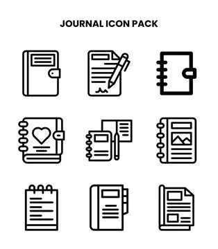 Journal Line Vector Icons Pack Stock Illustration