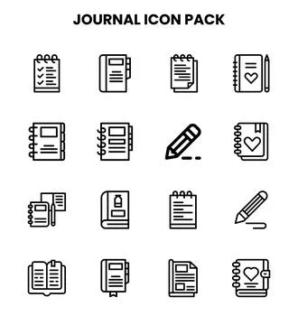 Journal Line Vector Icons Pack Stock Illustration