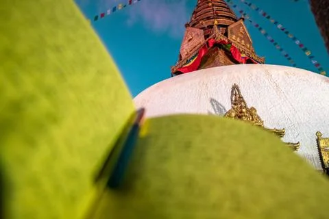 A journal notecopy placed against a monastery outdoors at an evening. writing Stock Photos