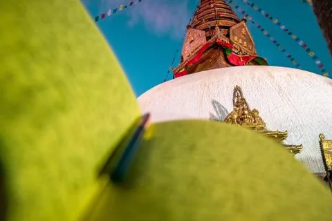 A journal notecopy placed against a monastery outdoors at an evening. writing Stock Photos