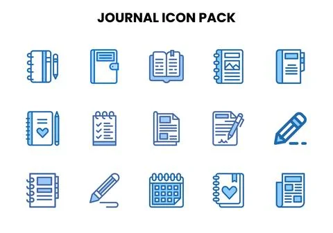 Journal Two Colour Scalable Icons Pack Stock Illustration