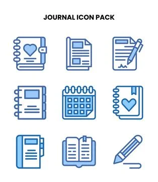 Journal Two Colour Set Icons Pack Stock Illustration