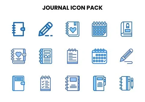 Journal Two Colour Vector Icons Pack Stock Illustration
