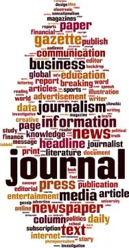 Journal word cloud concept Stock Illustration