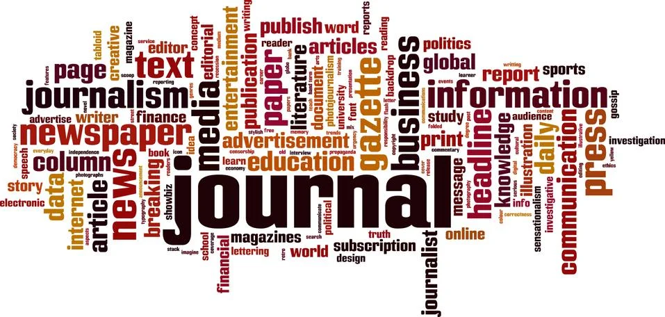 Journal word cloud concept Stock Illustration
