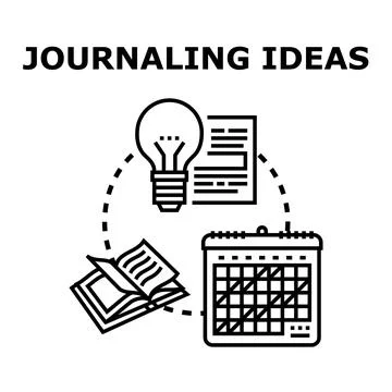 Journaling ideas concept developing creative notes and planning Illustrazione stock