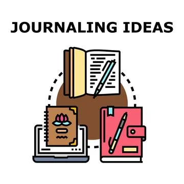 Journaling ideas concept, writing thoughts and memories Illustrazione stock
