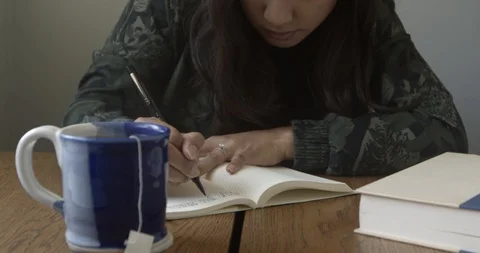 Journaling through Anxiety Stock Footage 129714011