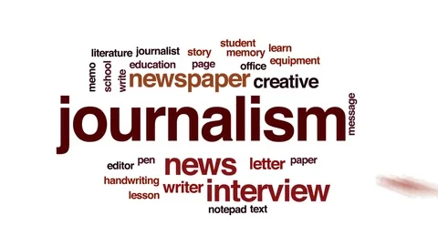 Journalism animated word cloud, text design animation. Stock Footage 79408554