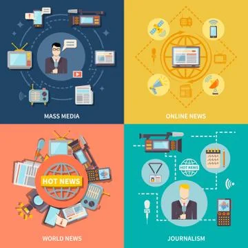 Journalism Icons Set 스톡 일러스트