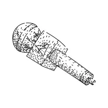 Journalism microphone drawing representing news reporting and media Stock Illustration