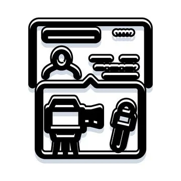 Journalism reporting media production credentials illustration Stockillustratie