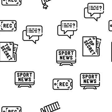 Journalist Accessories Vector Seamless Pattern Stock Illustration