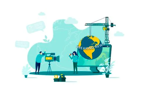 Journalist concept in flat style. Stock Illustration