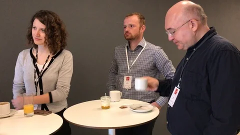 Journalist during a coffe break Stockbeeldmateriaal 90783910