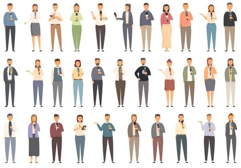 Journalist icons set cartoon vector. Writer author 스톡 일러스트