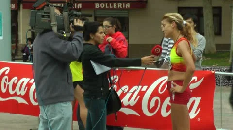 Journalist interviewing Stock Footage 8928412