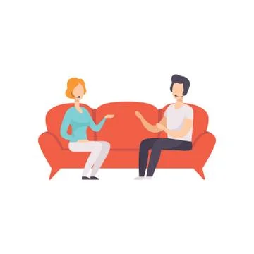 Journalist interviewing guest in a TV studio, talk show vector Illustration on a Illustration