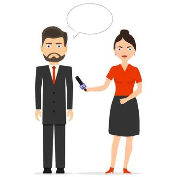 The journalist is interviewing Stock Illustration