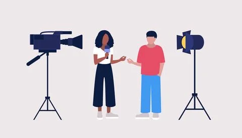Journalist interviewing Stock Illustration