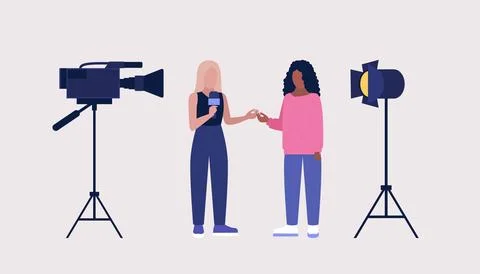 Journalist interviewing Stock Illustration