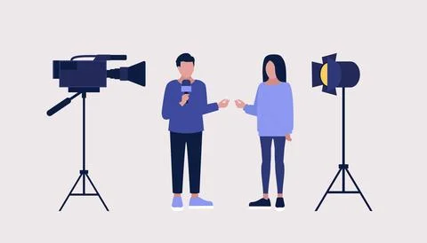 Journalist interviewing Stock Illustration