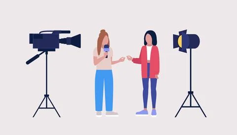 Journalist interviewing Stock Illustration
