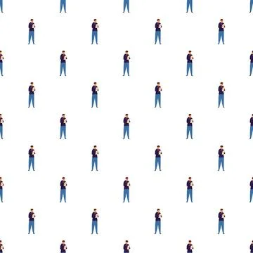 Journalist man writing in notebook seamless pattern イラスト素材