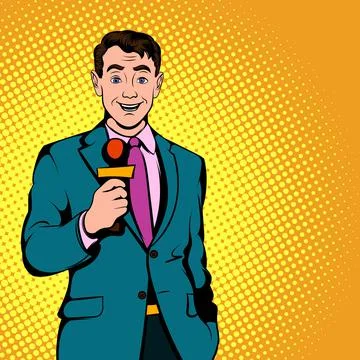 Journalist with microphone Illustrazione stock