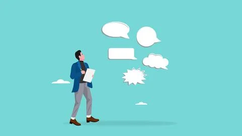 Journalist or data analyst concept illustration, Analyze consumer responses.. Stock Illustration