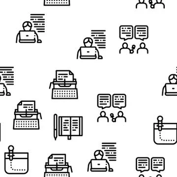 Journalist Reporter Seamless Pattern Vector Ilustração Stock