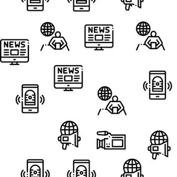 Journalist Reporter Seamless Pattern Vector Ilustração Stock
