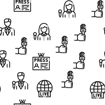 Journalist Reporter Seamless Pattern Vector Ilustração Stock