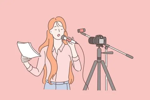 Journalist, trainee on video casting concept Stock Illustration