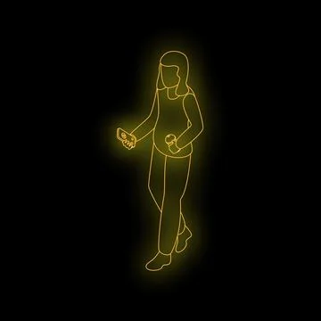 Journalist walking and using smartphone and microphone reporting live news Stock Illustration