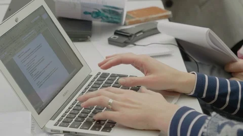 Journalist working on his laptop Stock Footage 87299481