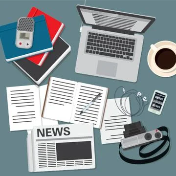 Journalist workspace design Stock Illustration