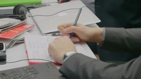 Journalist writing on a note book Stock Footage 87336642