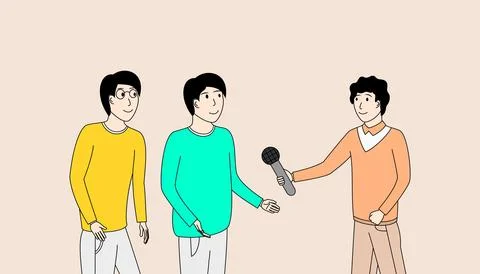 Journalists are interviewing two people to get information Stock Illustration