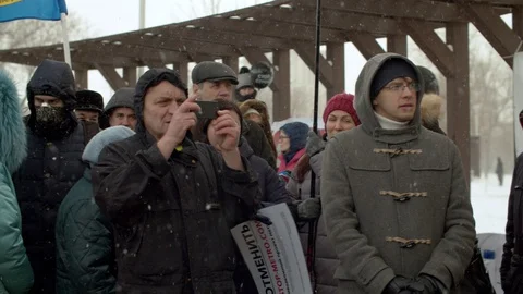 Journalists filming rally Stock Footage 127689834