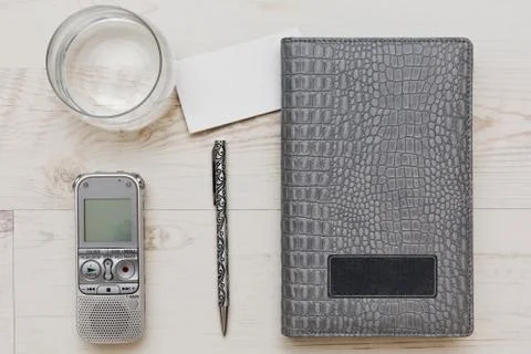 Journalist's or marketer's workspace Stock Photos