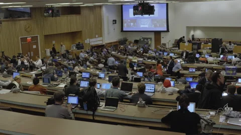 Journalists in the United Nations Stock Footage 68569794
