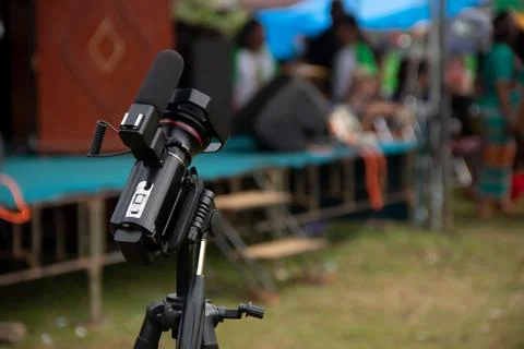 A journalist's video camera Stock Photos