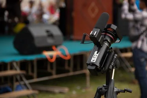 A journalist's video camera Stock Photos