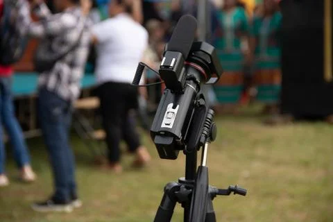 A journalist's video camera Stock Photos