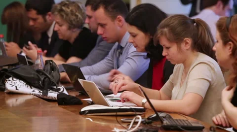 Journalists work on Enlarged meeting of State Council 스톡 동영상 28505722